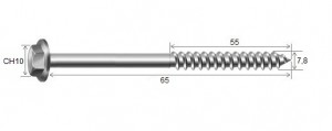 Parafuso Telha 5/16 x 65 CH10 RS7,8 mm Inox-304 - 10 peas